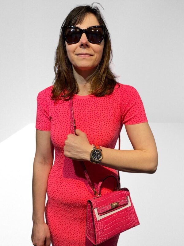 ALICE + OLIVIA JESS CRYSTAL EMBELLISHED STRETCH KNIT PINK MINI DRESS (HS) - Image 2