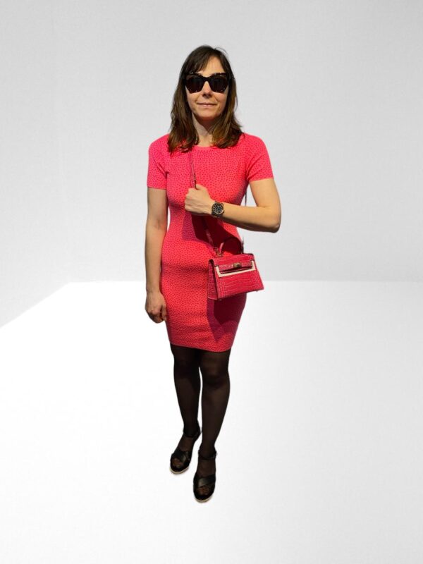 ALICE + OLIVIA JESS CRYSTAL EMBELLISHED STRETCH KNIT PINK MINI DRESS (HS) - Image 3