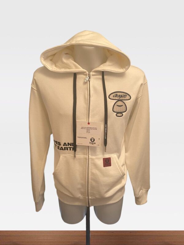 AAPE BY A BATHING APE WHITE LOGO PATCHED ZIP UP HOODIE