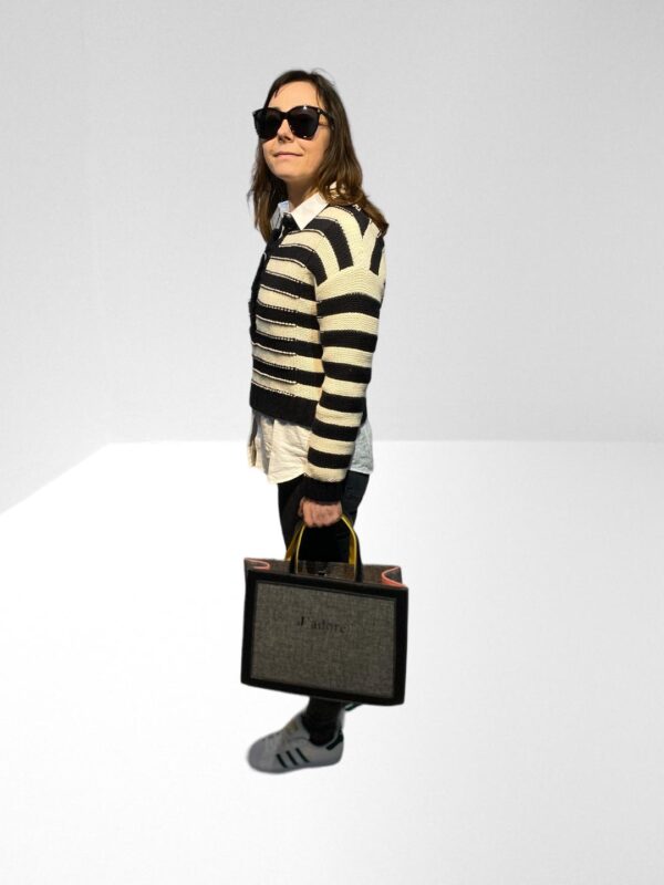 ALEXACHUNG WOMEN BLACK CRAFT STRIPED WOOL SWEATER (HXS) (BB24) - Image 12