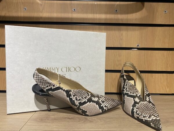 JIMMY CHOO SAISE 85 SNAKE EFFECT LEATHER SLINGBACKS PUMPS - Image 2