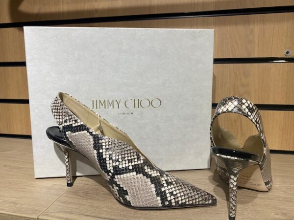 JIMMY CHOO SAISE 85 SNAKE EFFECT LEATHER SLINGBACKS PUMPS - Image 3