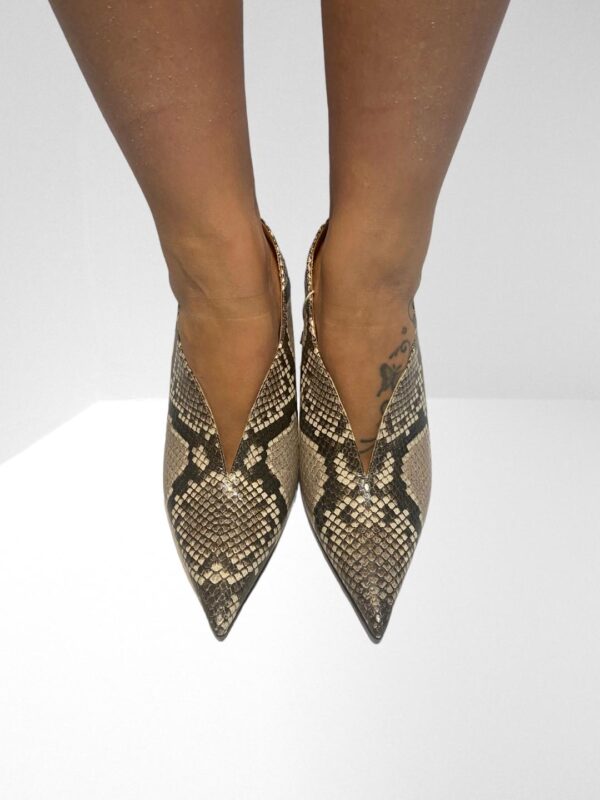 JIMMY CHOO SAISE 85 SNAKE EFFECT LEATHER SLINGBACKS PUMPS
