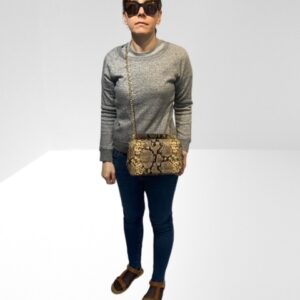 MICHAEL MICHAEL KORS SAND SNAKE EFFECT LEATHER SHOULDER BAG (BB20) (BB53) (C56)