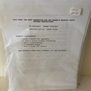 STAR TREK NEXT GENERATION UNIFORM PANTS PATTERN (C26)