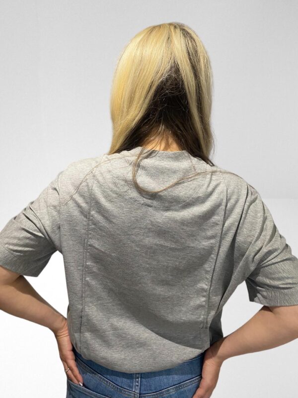 ADIDAS Y3 GREY PANELLED CREW NECK T SHIRT (HXS) (C7) - Image 9