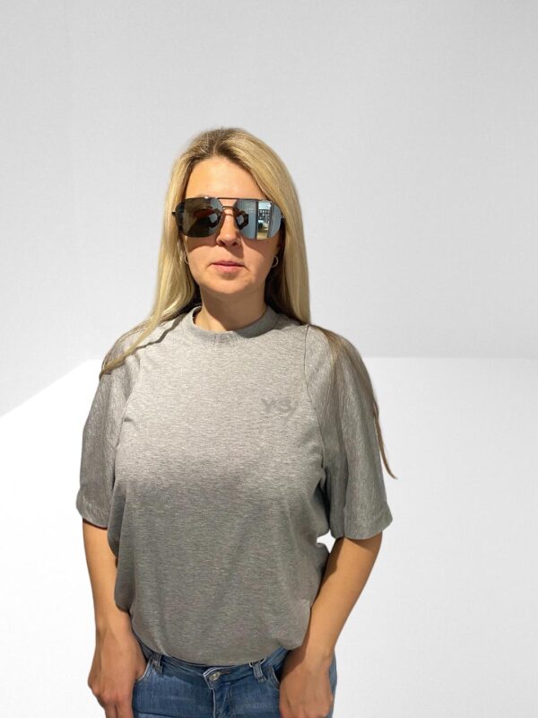 ADIDAS Y3 GREY PANELLED CREW NECK T SHIRT (HXS) (C7) - Image 8