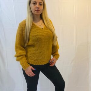 ALEXA CHUNG DUVAL OPEN KNIT MOHAIR BLEND MUSTARD SWEATER (HL) (BB59)