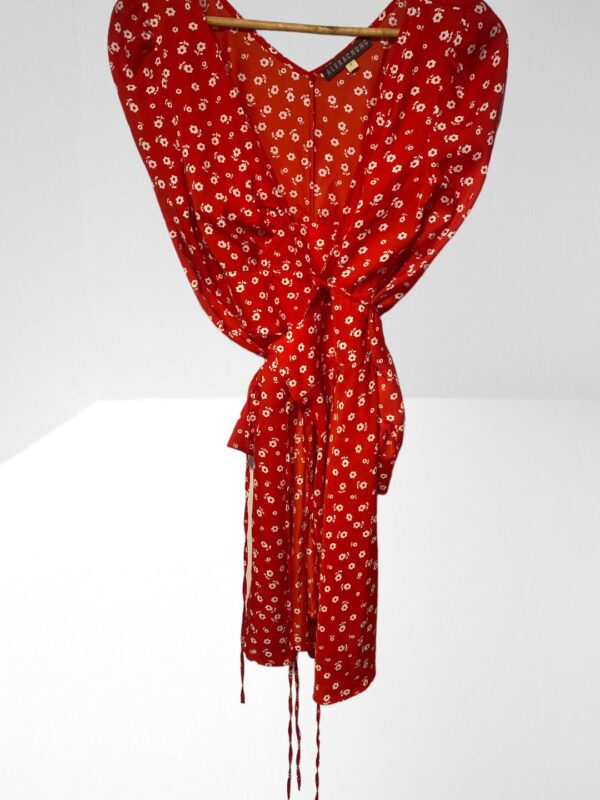 ALEXACHUNG WOMEN RED DOUBLE TIE WRAP DRESS (H8)