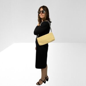 BY FAR HOLLY BEIGE LEATHER SHOULDER BAG (BB26)