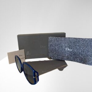DIOR BLUE / GOLD SUNGLASSES 54mm MATERIAL CASE & CLOTH (C2)