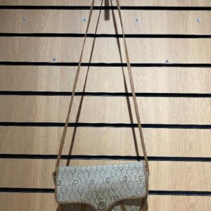 DIOR PRE LOVED VINTAGE CANVAS / LEATHER HONEYCOMB SHOULDER BAG WITH LEATHER STRAP (BB18)