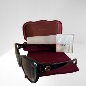GUCCI TORTOISE BROWN SUNGLASSES 56mm RED CASE & CLOTH (C2)