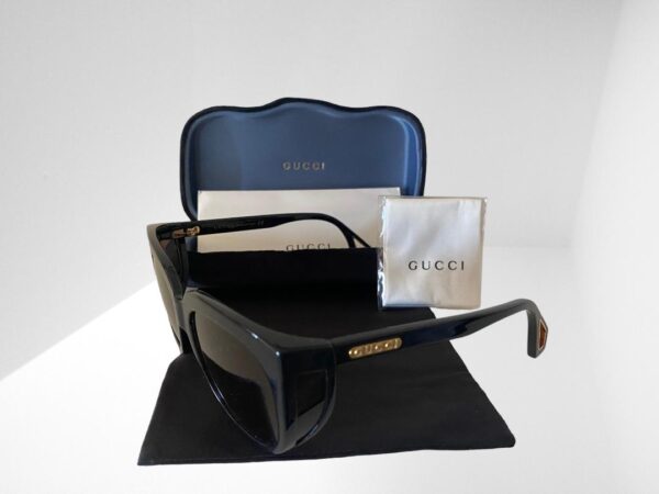 GUCCI BLACK / BROWN SUNGLASSES 57mm BLACK CASE & CLOTH (C2)