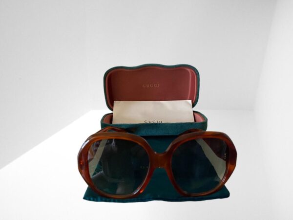 GUCCI BLUE / BROWN SUNGLASSES 59mm GREEN CASE & CLOTH (C2) - Image 2