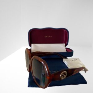 GUCCI WOMEN BLUE / BROWN SUNGLASSES 59mm BLUE CASE & CLOTH (C2)
