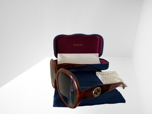 GUCCI WOMEN BLUE / BROWN SUNGLASSES 59mm BLUE CASE & CLOTH (C2)