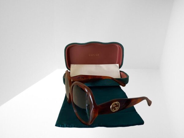 GUCCI BLUE / BROWN SUNGLASSES 59mm GREEN CASE & CLOTH (C2)