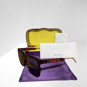 GUCCI DARK HAVANA BLUE SUNGLASSES 56mm PURPLE CASE & CLOTH (C2)