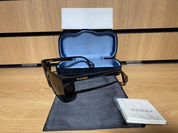 GUCCI BLACK / BROWN SUNGLASSES 57mm BLACK CASE & CLOTH (C2) - Image 4