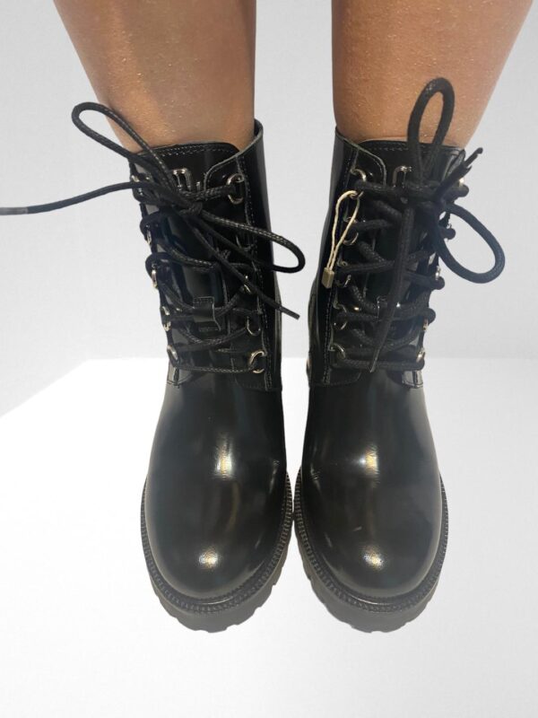MAJE FACTORY GLOSSED LEATHER COMBAT BOOTS - Image 10