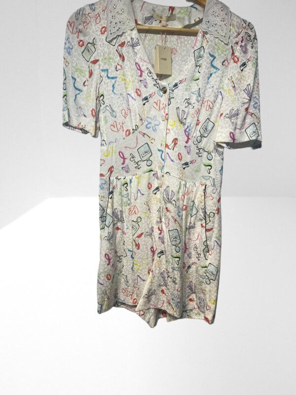 MAJE SHIRRED PRINTED SATIN JACQUARD PLAYSUIT (H6) (BB54) - Image 12