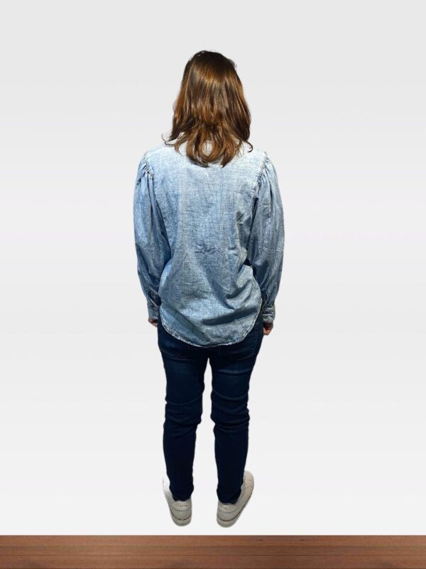 MANGO WOMEN MEDIUM BLUE DENIM COTTON SHIRT (C14) - Image 3
