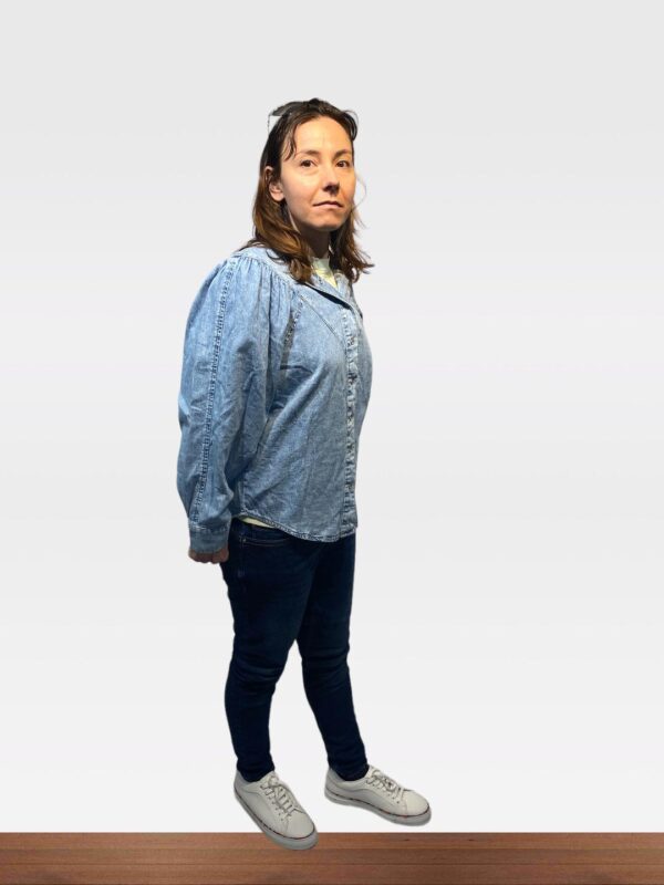 MANGO WOMEN MEDIUM BLUE DENIM COTTON SHIRT (C14) - Image 2