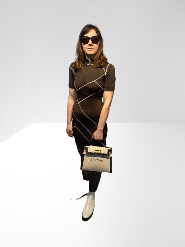 MCQ ALEXANDER MCQUEEN APPLIQUED COTTON BLEND STRETCH JERSEY MINI DRESS IN CHOCOLATE (HXS) (C8)