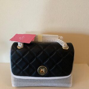 KATE SPADE WOMEN BLACK NATALIA SMOOTH QUILTED LEATHER BAG (BB19)