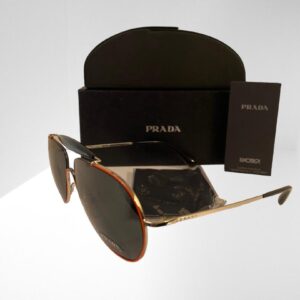 PRADA WOMENS SILVER / RED SUNGLASSES 59mm WITH CASE AND CLOTH (C1)