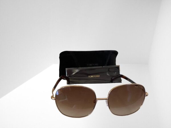 TOM FORD WOMEN GOLD / BROWN SUNGLASSES 57mm CASE & CLOTH (C2) - Image 7
