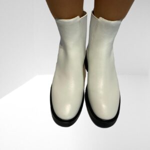 STUART WEITZMAN WOMENS HENLEY WHITE LEATHER CHELSEA BOOTS