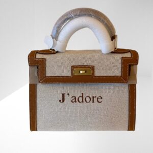 LILY & BEAN EGERTON CROSSBODY TAN LEATHER HAND PAINTED "J'adore" (C33)