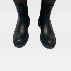 IRIS & INK WOMEN BLACK PIPER LEATHER CHELSEA BOOTS