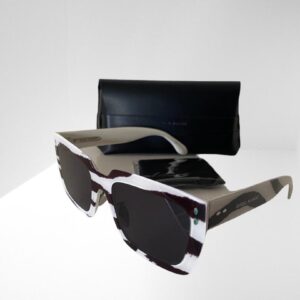ISABEL MARANT HAVANA BROWN CREAM LINES RECTANGULAR SUNGLASSES 55mm WITH BLACK CASE & CLOTH (C1)