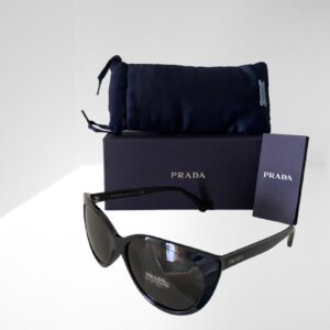 PRADA WOMEN BLACK / GREY SUNGLASSES 57mm WITH POUCH CASE (C8) (C55)
