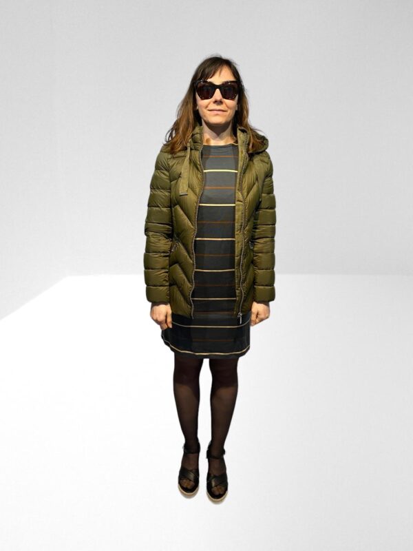 KAREN MILLEN DOWN FILLED KHAKI GREEN PUFFER PACKABLE JACKET (H6) (BB11) - Image 2