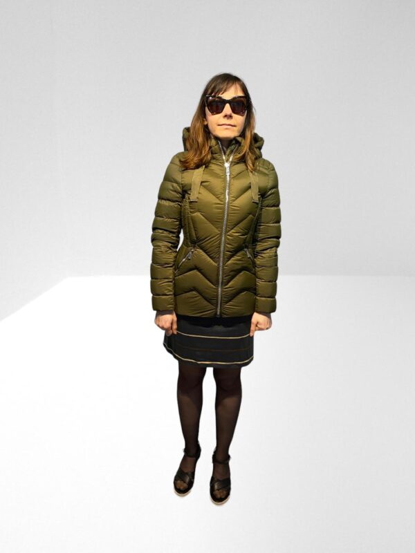 KAREN MILLEN DOWN FILLED KHAKI GREEN PUFFER PACKABLE JACKET (H6) (BB11)