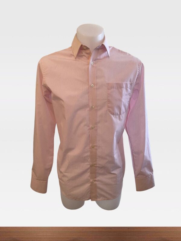 M & S COLLECTION MENS PRE LOVED SIZE 15.5 REGULAR FIT FINE PINK STRIPE