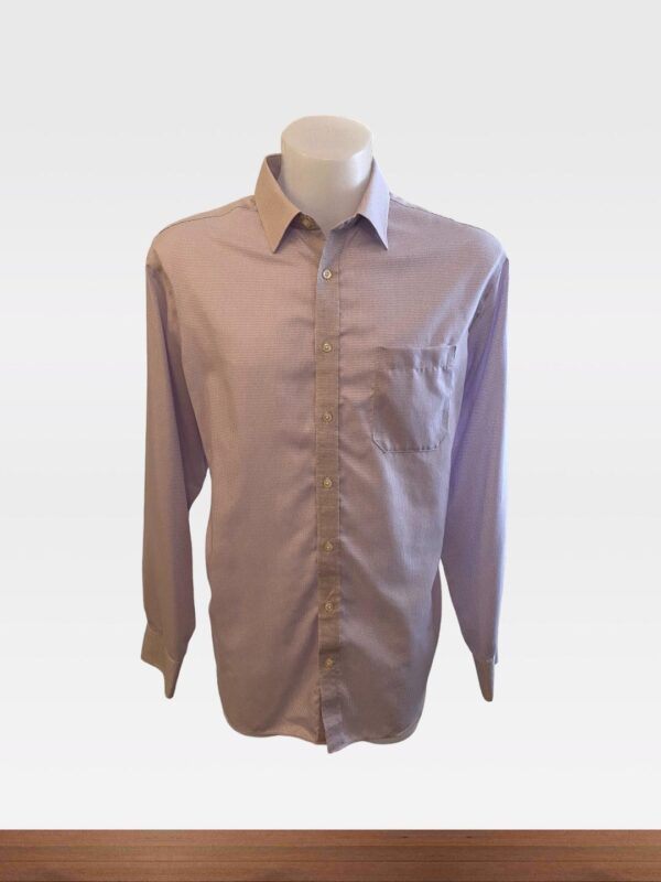 M & S COLLECTION MENS PRE LOVED SIZE 17 REGULAR FIT LILAC FINE CHECK