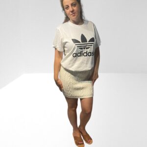 ADIDAS ORIGINALS LARGE PRINTED BLACK LOGO WHITE COTTON JERSEY T SHIRT (BB32) (BB33) (C53)