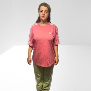ADIDAS ORIGINALS BUBBLEGUM PINK STRIPED COTTON JERSEY T SHIRT (BB32) (BB34)