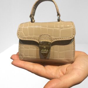 ASPINAL OF LONDON MAYFAIR NANO SOFT TAUPE LEATHER CROC STYLE (SOLD WITH NO CHAIN) (C10)