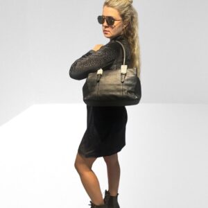 LUXURY "ASTLEY" BLACK LEATHER HANDBAG (BB30) (BB32)