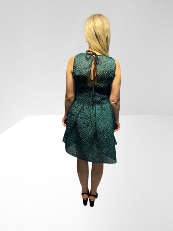 FLASH SALE, THIS IS NUMBER TWENTY TWO OF TWENTY FIVE PRODUCTS THAT IS FURTHER REDUCED IN PRICE,VICTORIA, VICTORIA BECKHAM PLEATED CLOQUE EMERALD GREEN MINI DRESS (H8) (BB30) - Image 5