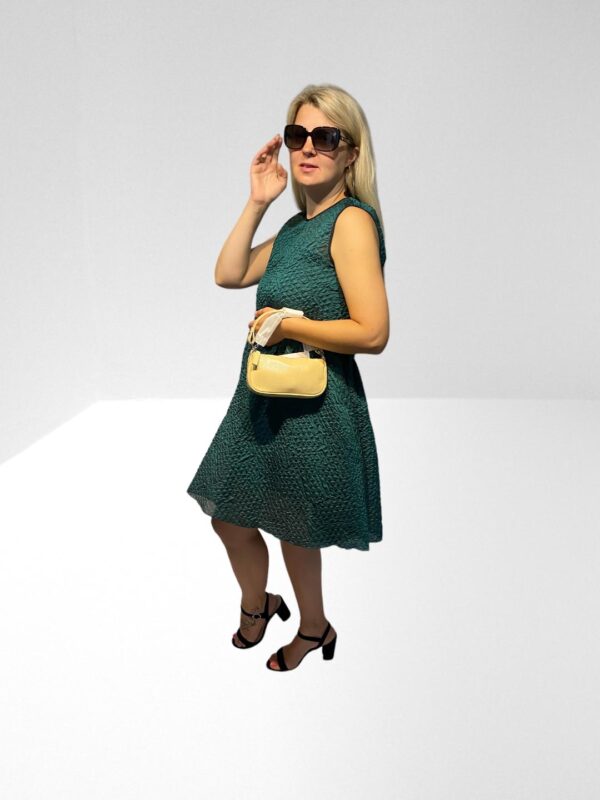 FLASH SALE, THIS IS NUMBER TWENTY TWO OF TWENTY FIVE PRODUCTS THAT IS FURTHER REDUCED IN PRICE,VICTORIA, VICTORIA BECKHAM PLEATED CLOQUE EMERALD GREEN MINI DRESS (H8) (BB30) - Image 6