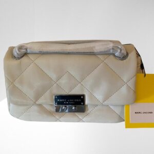 MARC JACOBS QUILTED MOTO SHOULDER BAG CLOUD WHITE (SLIGHT FRONT INDENTS FINAL SALE PRICE) (C45)