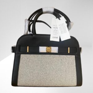 JASPER CONRAN BRITT SMALL LEATHER & CANVAS GRAB BLACK TOTE CROSSBODY (BB37) BAG