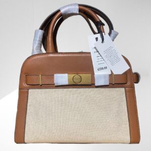 JASPER CONRAN BRITT SMALL LEATHER & CANVAS GRAB TAN TOTE CROSSBODY BAG (BB37) (BB60)